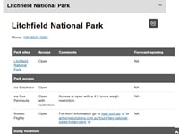 Check Litchfield National Park road