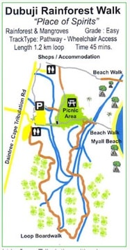 Dubuji Rainforest Walkディンツリー・レインフォレスト国立公園マップ