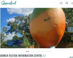 ボーエンのインフォメーションセンタ―を紹介したQLD州観光局のサイトページ