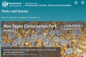 モン・レポス・タートルセンターのガイドツアーを紹介したQLD州国立公園のサイトページ