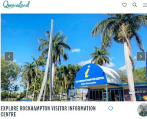 ロックハンプトンのインフォメーションセンターを紹介したQLD州観光局のサイトページ