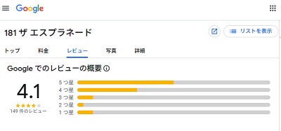 181 ザ・エスプラネードのグーグルでのレビュー