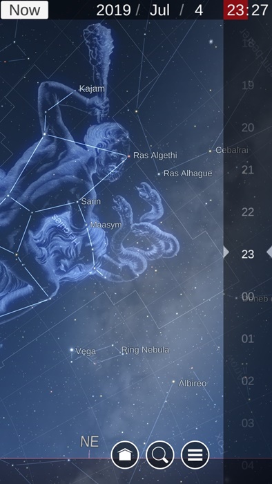 星座表でチラゴー7月4日の星空確認