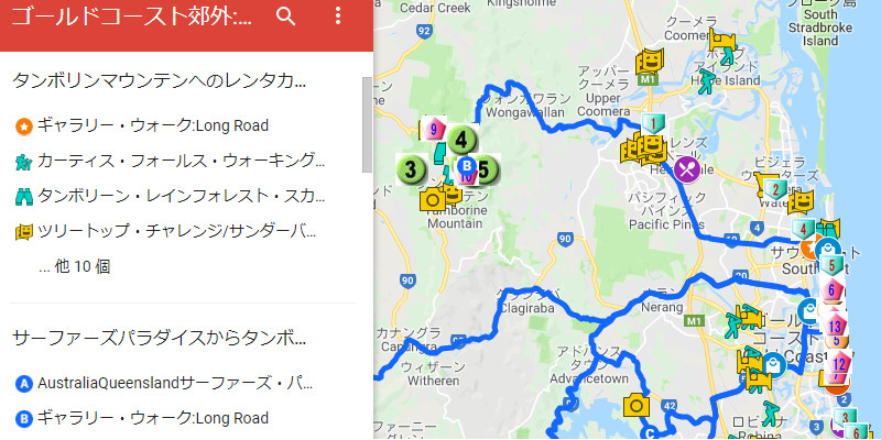 ゴールドコーストレンタカー観光向け日本語マップ