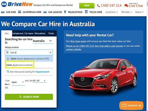 DriveNow Car Hire ケアンズ市内のレンタカー検索