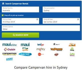 シドニー空港からキャンピングカーレンタル検索